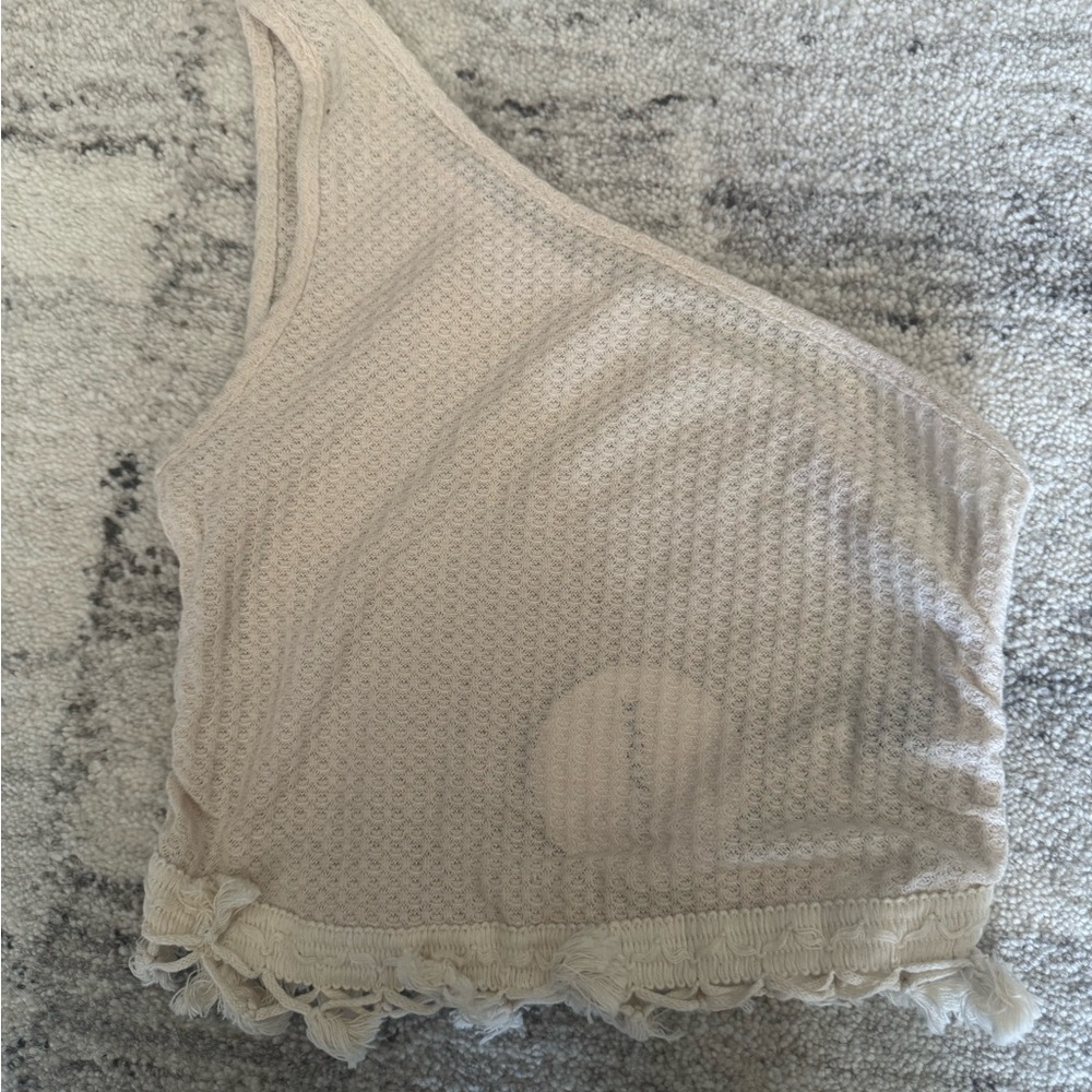 One-Shoulder Beige Knit Top